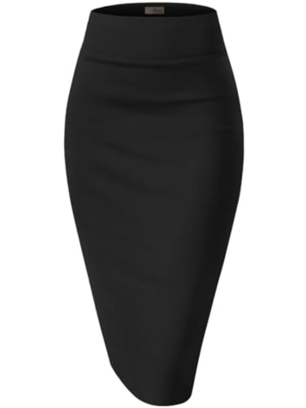 Premium Nylon Ponte Stretch High Waist Pencil Skirt Below Knee